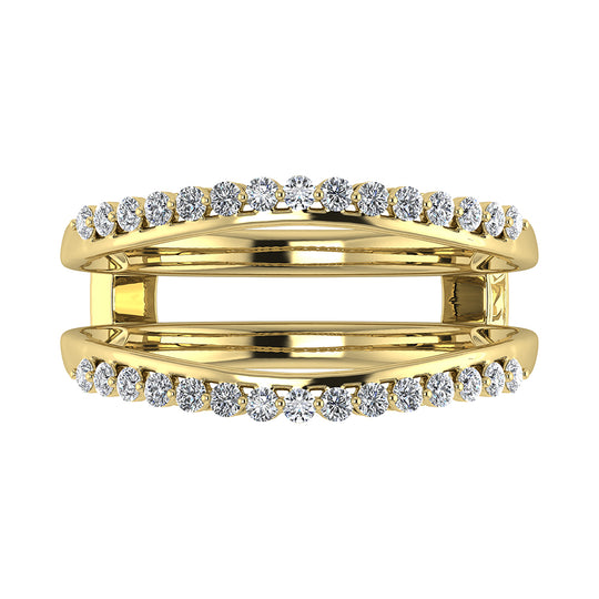 Oro amarillo de 14 quilates de 1/2 qt.Tw. Anillo protector de diamantes en forma de chevr√≥n