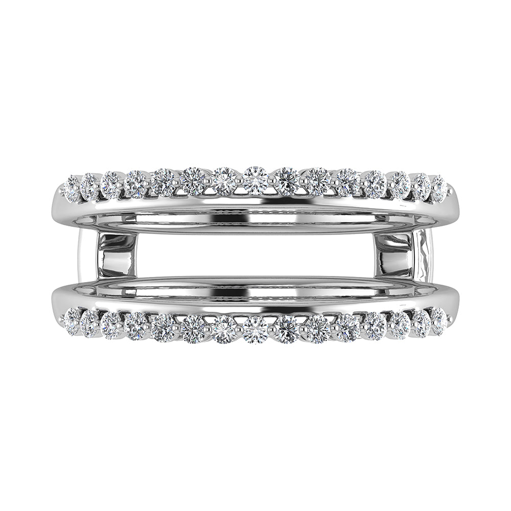 Oro blanco de 10 quilates de 1/4 qt.Tw. Anillo protector de diamantes