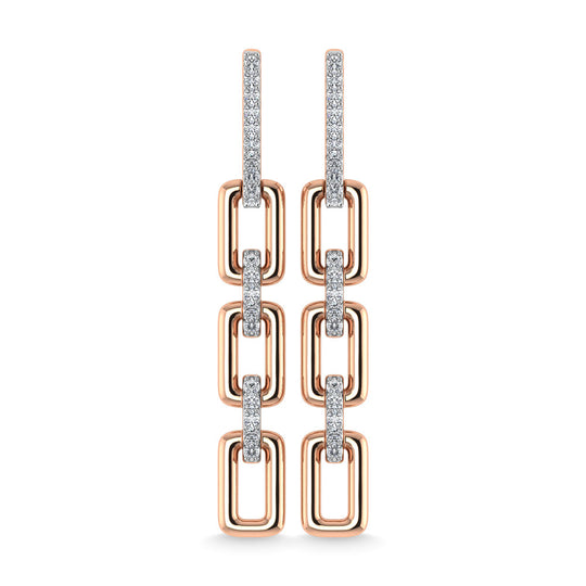 Diamante 1/6 Ct.Tw. Aretes colgantes en oro rosado de 10 quilates