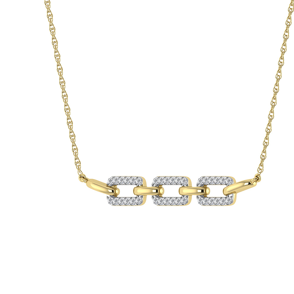 10K Yellow Gold 1/5 ct. Round Diamond Cuban Link Necklace