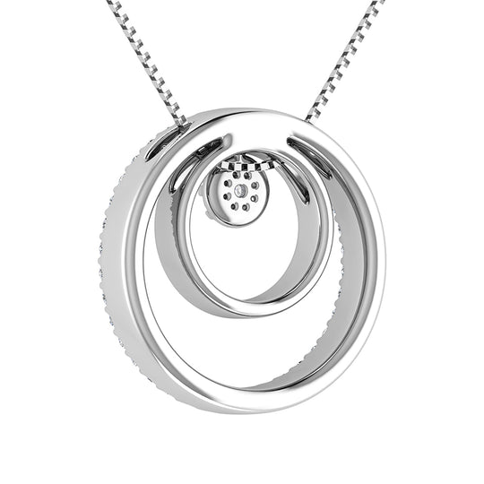 10K White Gold 1/2 ct.tw. Diamond Double Circle Pendant