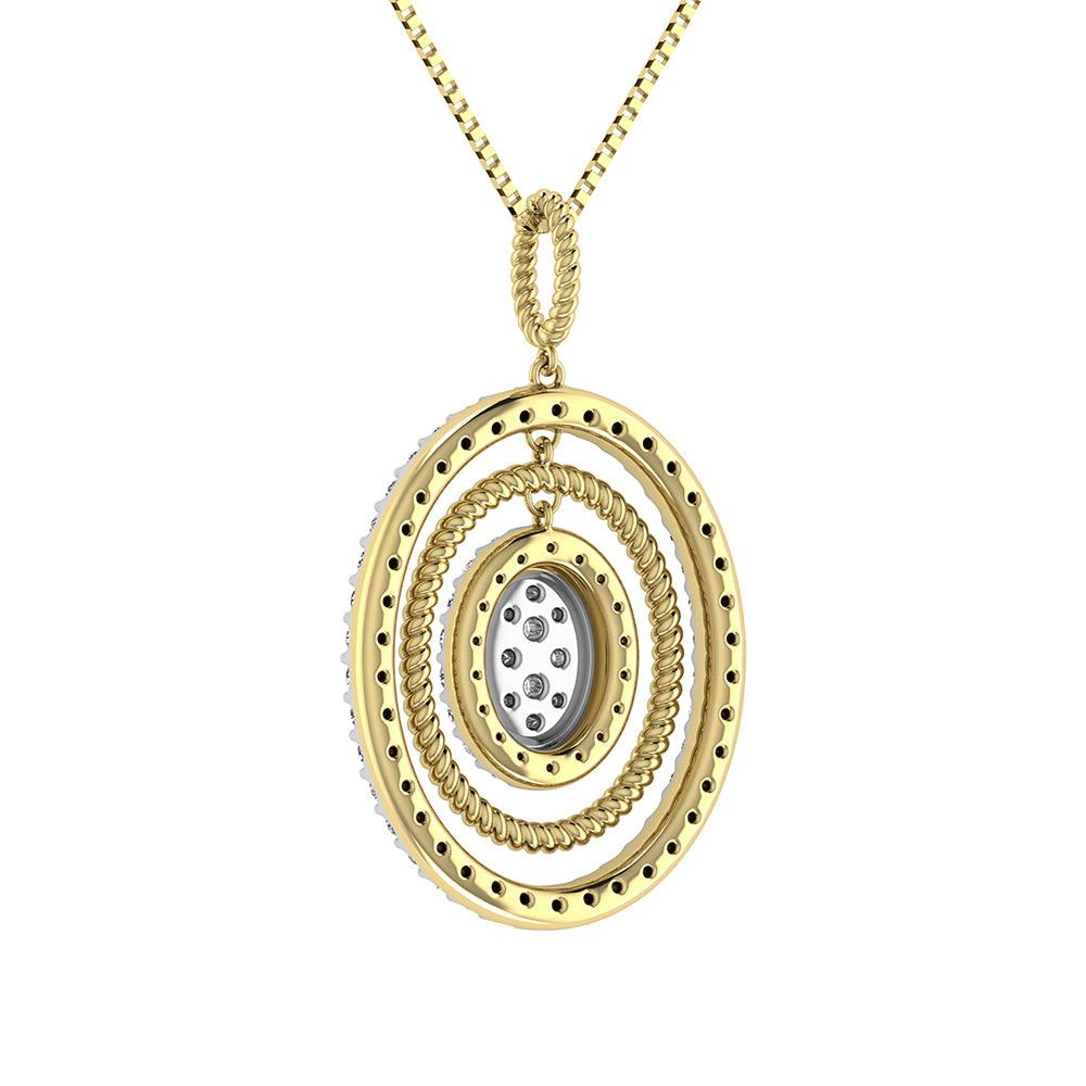 14K Yellow Gold 1 ct.tw. Round Diamond Oval Shape Pendant