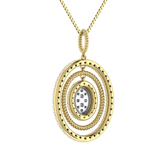 14K Yellow Gold 1 ct.tw. Round Diamond Oval Shape Pendant