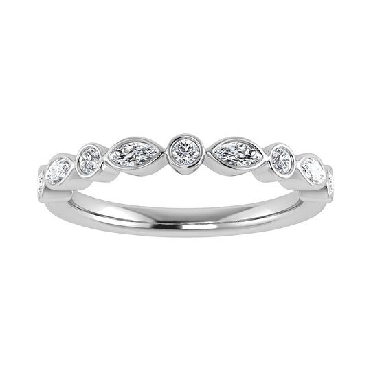 Oro blanco de 14 quilates 1/3,Tw. Banda de pila de diamantes