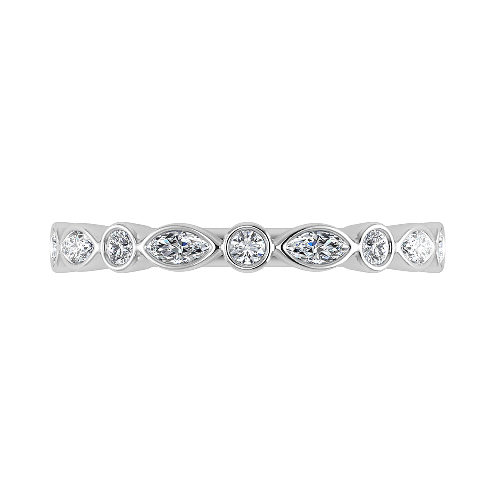 Oro blanco de 14 quilates 1/3,Tw. Banda de pila de diamantes