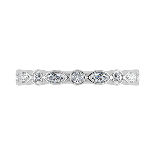 Oro blanco de 14 quilates 1/3,Tw. Banda de pila de diamantes
