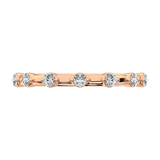 Oro rosado de 14 quilates, 1/5 qt. total. Bandas de pila de diamantes