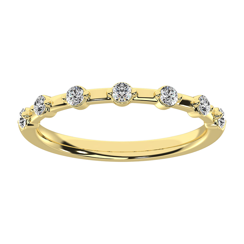 Oro amarillo de 14 quilates de 1/5 quilates total. Bandas de pila de diamantes