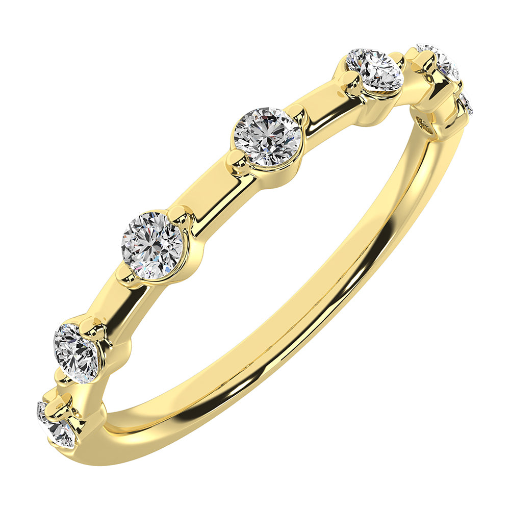 Oro amarillo de 14 quilates de 1/5 quilates total. Bandas de pila de diamantes