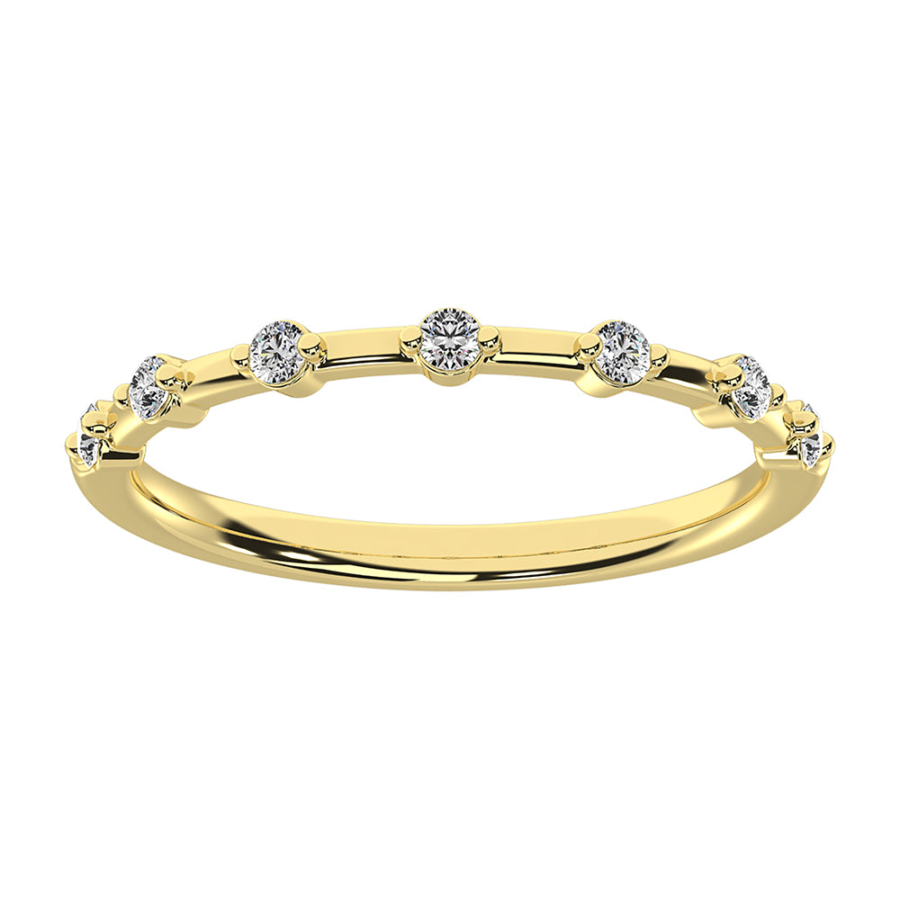 Oro amarillo de 14 quilates de 1/10 quilates total. Bandas de pila de diamantes