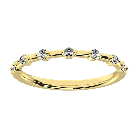 Oro amarillo de 14 quilates de 1/10 quilates total. Bandas de pila de diamantes