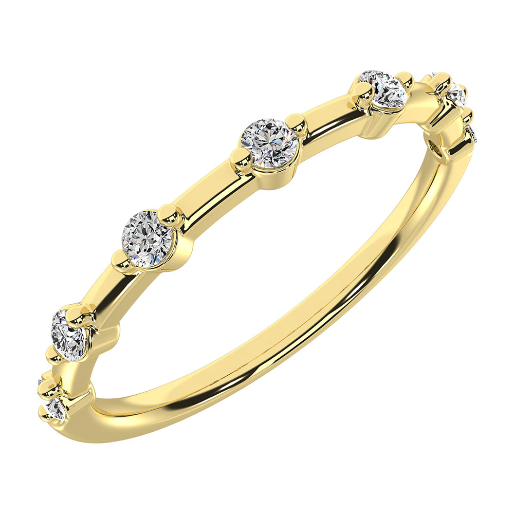 Oro amarillo de 14 quilates de 1/10 quilates total. Bandas de pila de diamantes