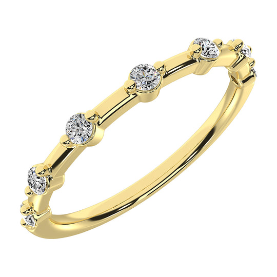Oro amarillo de 14 quilates de 1/10 quilates total. Bandas de pila de diamantes