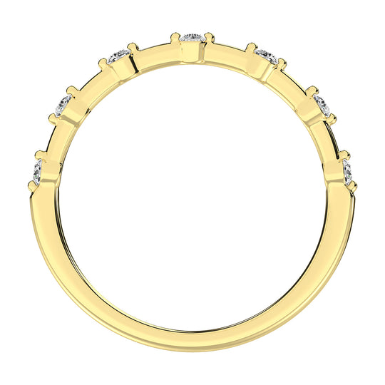 Oro amarillo de 14 quilates de 1/10 quilates total. Bandas de pila de diamantes