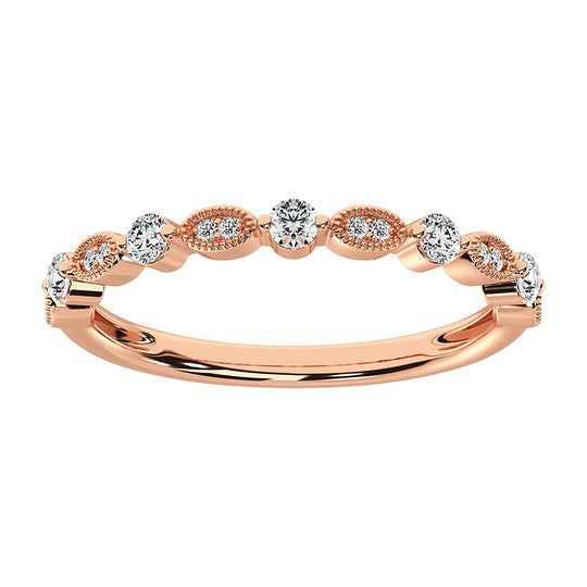 Oro rosado de 14 quilates, 1/5 qt. total. Bandas de pila de diamantes