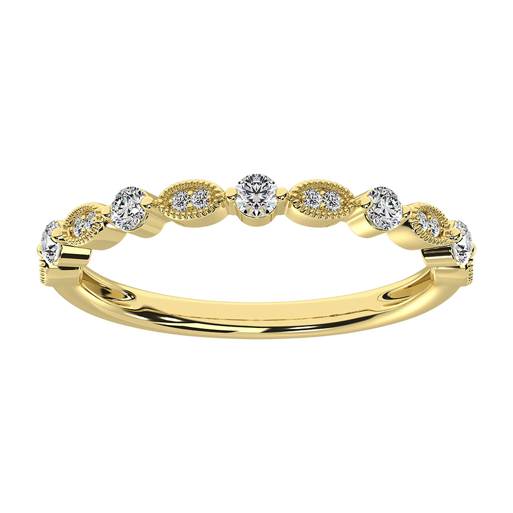 Oro amarillo de 14 quilates de 1/5 quilates total. Bandas de pila de diamantes
