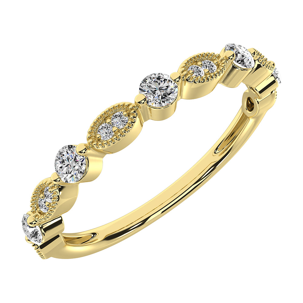 Oro amarillo de 14 quilates de 1/5 quilates total. Bandas de pila de diamantes