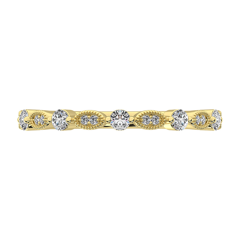 Oro amarillo de 14 quilates de 1/5 quilates total. Bandas de pila de diamantes