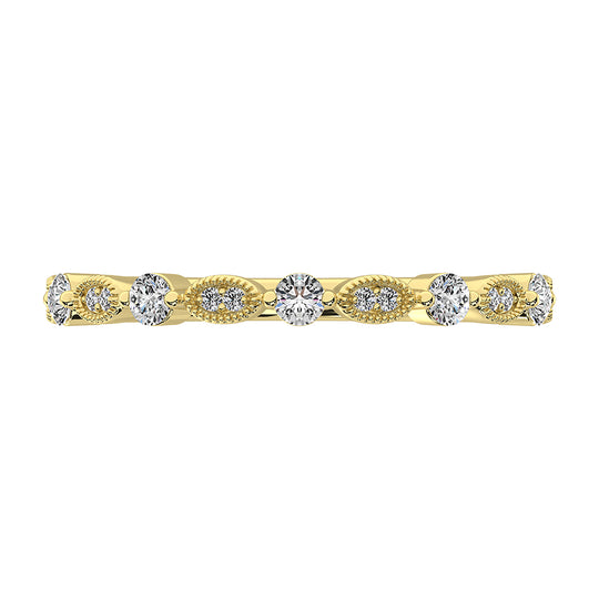 Oro amarillo de 14 quilates de 1/5 quilates total. Bandas de pila de diamantes