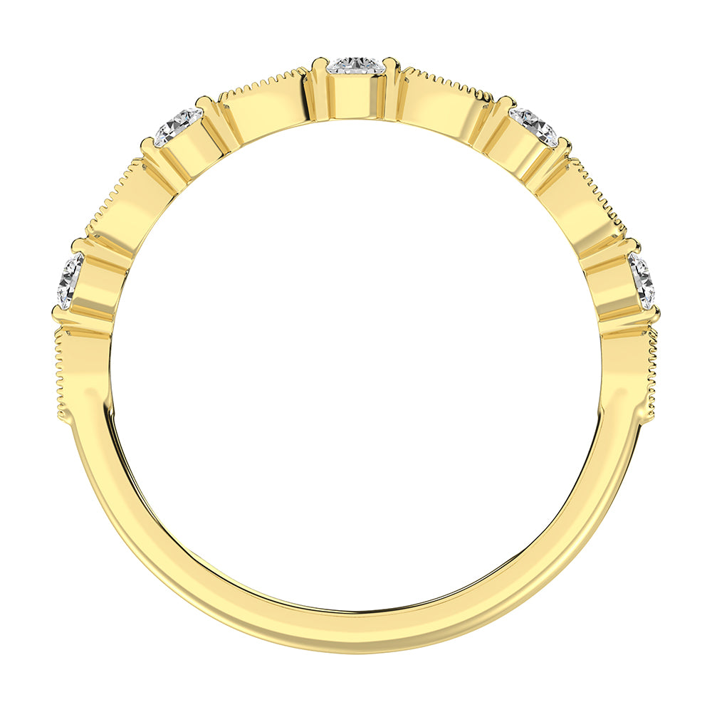 Oro amarillo de 14 quilates de 1/5 quilates total. Bandas de pila de diamantes