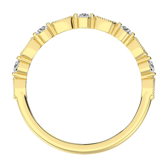 Oro amarillo de 14 quilates de 1/5 quilates total. Bandas de pila de diamantes