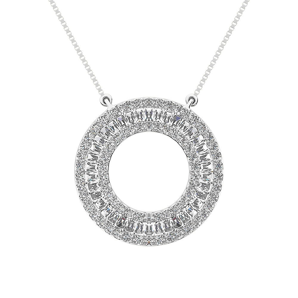 14K White Gold 1/2 ct. Open Circel Fashion Necklace