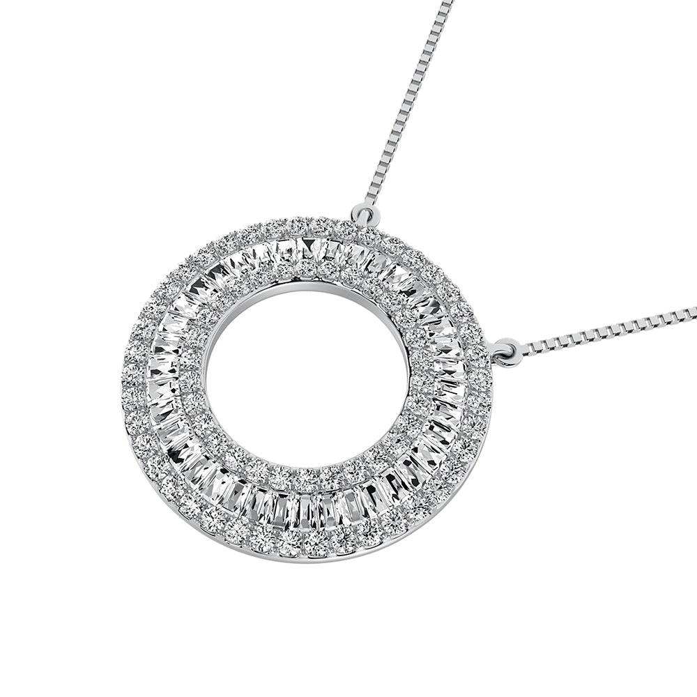 14K White Gold 1/2 ct. Open Circel Fashion Necklace