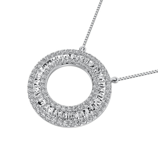 14K White Gold 1/2 ct. Open Circel Fashion Necklace