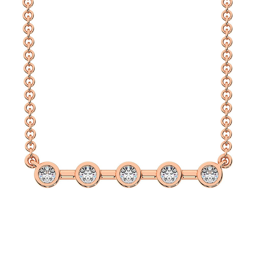 10K Rose Gold 1/5 Carat Total Diamond Fashion Necklace