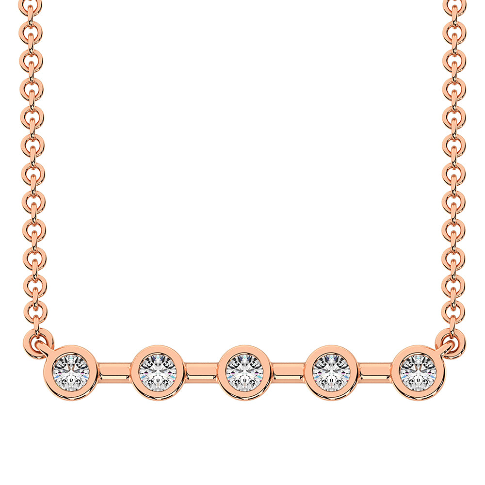 10K Rose Gold 1/5 Carat Total Diamond Fashion Necklace