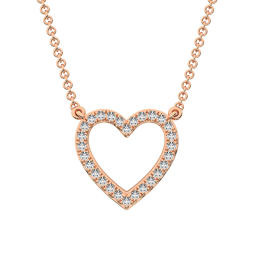 14K Rose Gold 1 ct. Diamond Heart Necklace