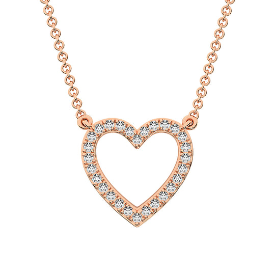 14K Rose Gold 1 ct. Diamond Heart Necklace