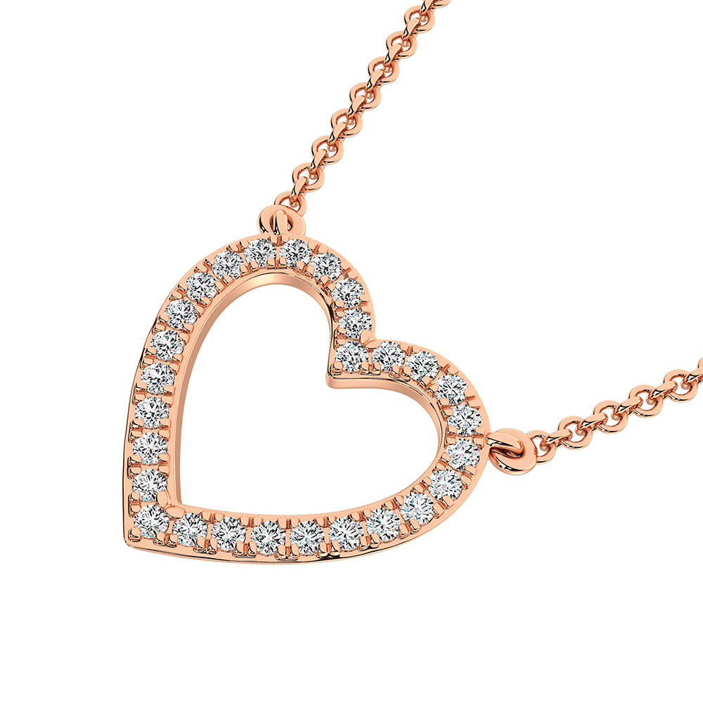 14K Rose Gold 1 ct. Diamond Heart Necklace
