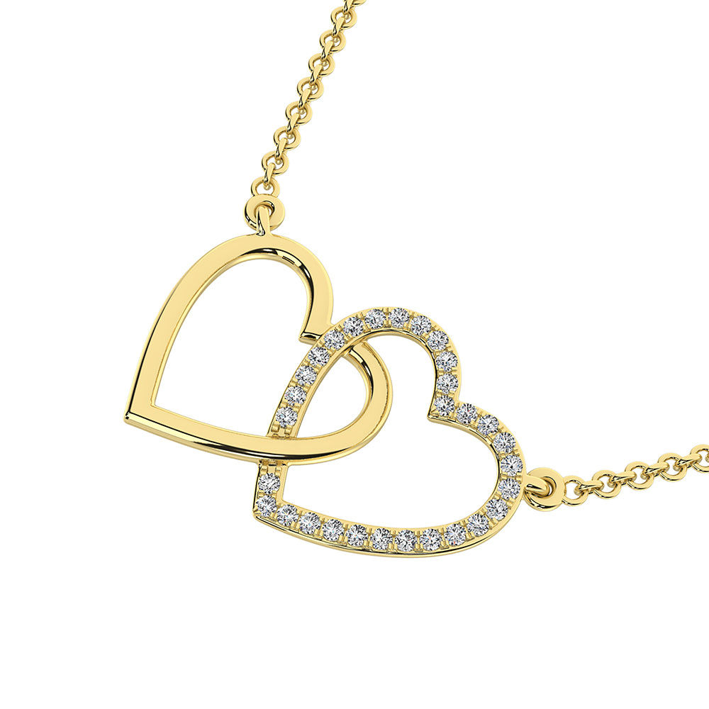 Oro amarillo de 10 quilates de 1/10 qt.Tw. Collar de coraz‚àö‚â•n entrelazado con diamantes