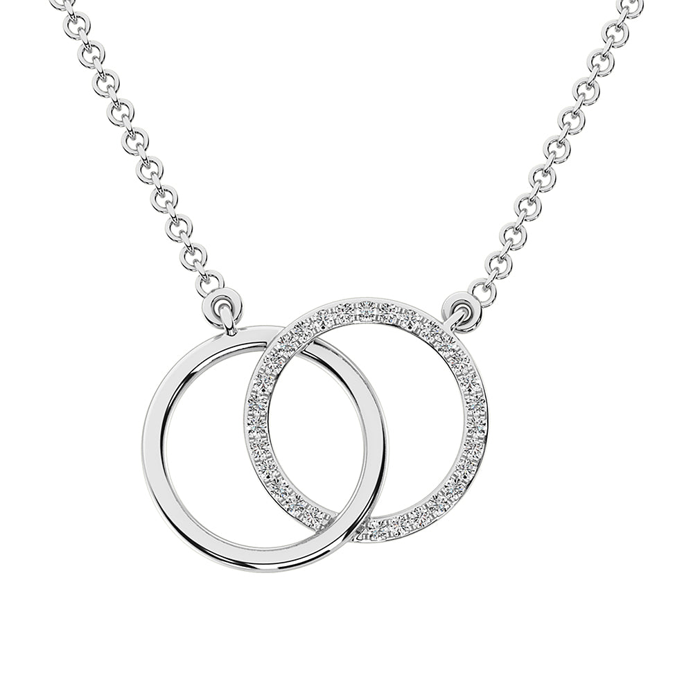 10K White Gold 1/10 ct. Tw. Interlocking Diamond Circle Necklace