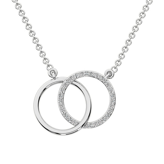 10K White Gold 1/10 ct. Tw. Interlocking Diamond Circle Necklace