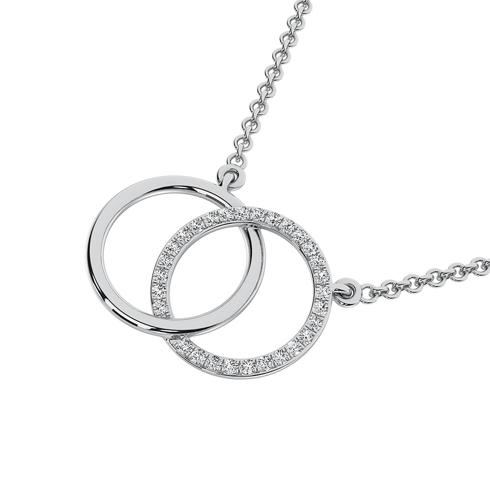 10K White Gold 1/10 ct. Tw. Interlocking Diamond Circle Necklace