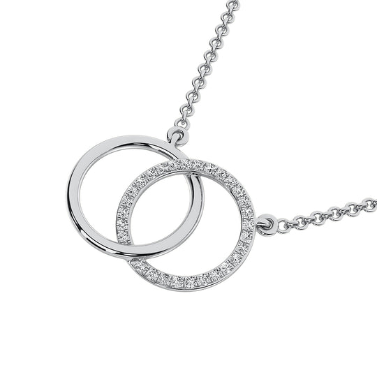 10K White Gold 1/10 ct. Tw. Interlocking Diamond Circle Necklace