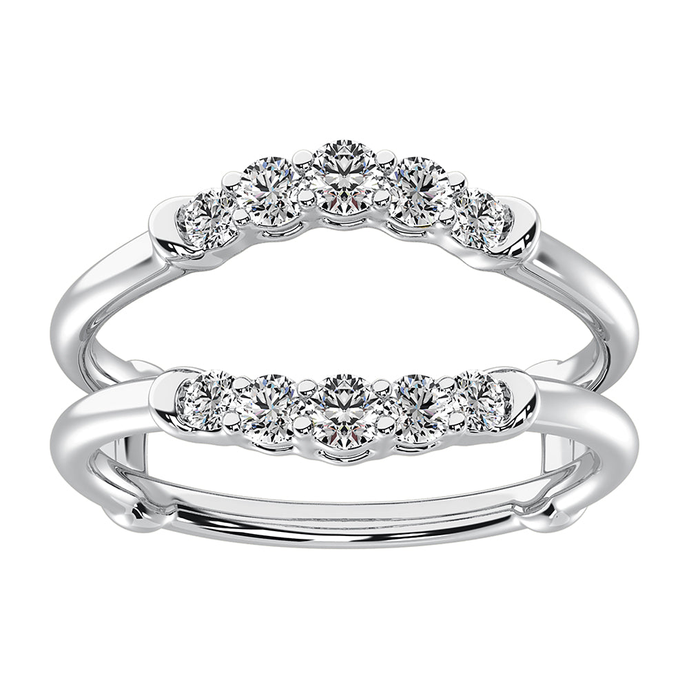 Oro blanco de 14 quilates de 1/2 qt.Tw. Anillo protector de diamantes en forma de chevr√≥n
