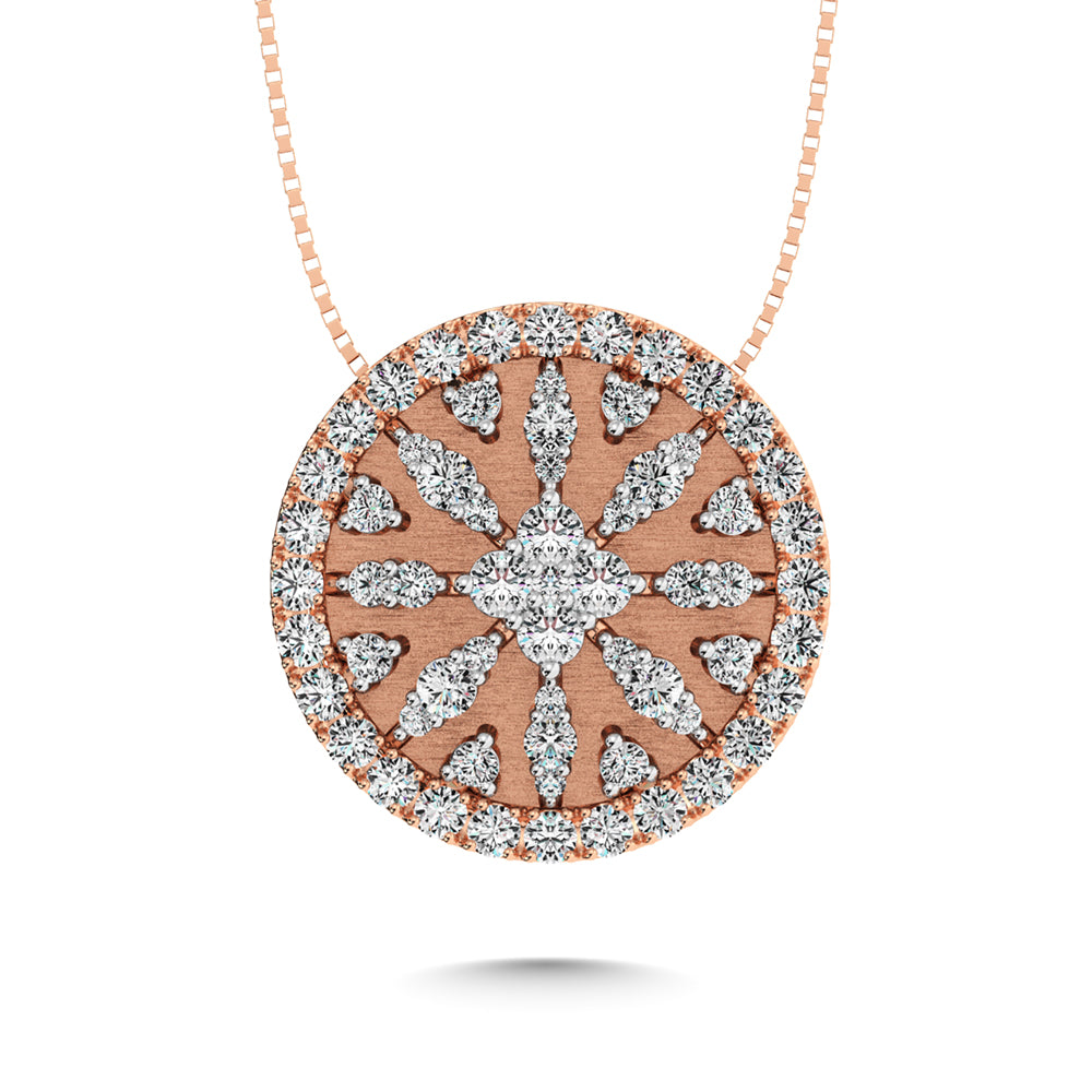 Oro rosado de 14 quilates, 1 qt. total Colgante de moda con disco de diamantes