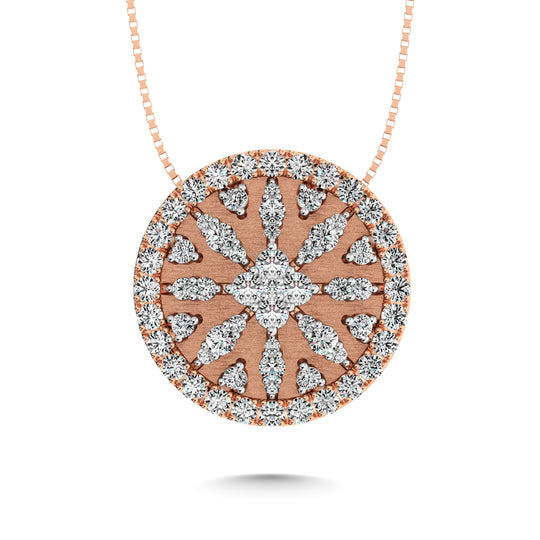 Oro rosado de 14 quilates, 1 qt. total Colgante de moda con disco de diamantes