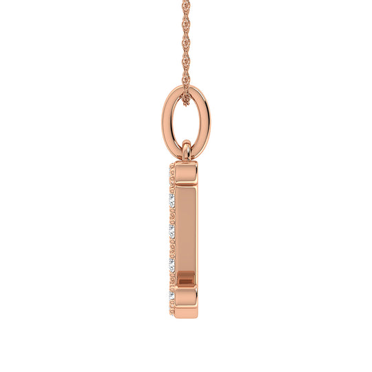 Diamante 1/8 Ct.Tw. Colgante con letra I en oro rosa de 10 quilates
