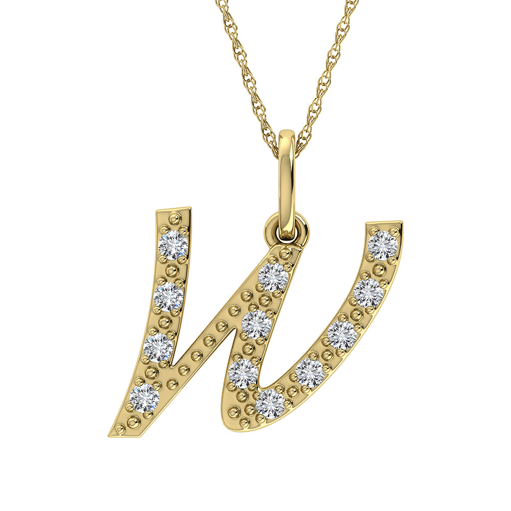 1/8 Ct. Tw. Diamond Letter W Pendant in 10K Yellow Gold