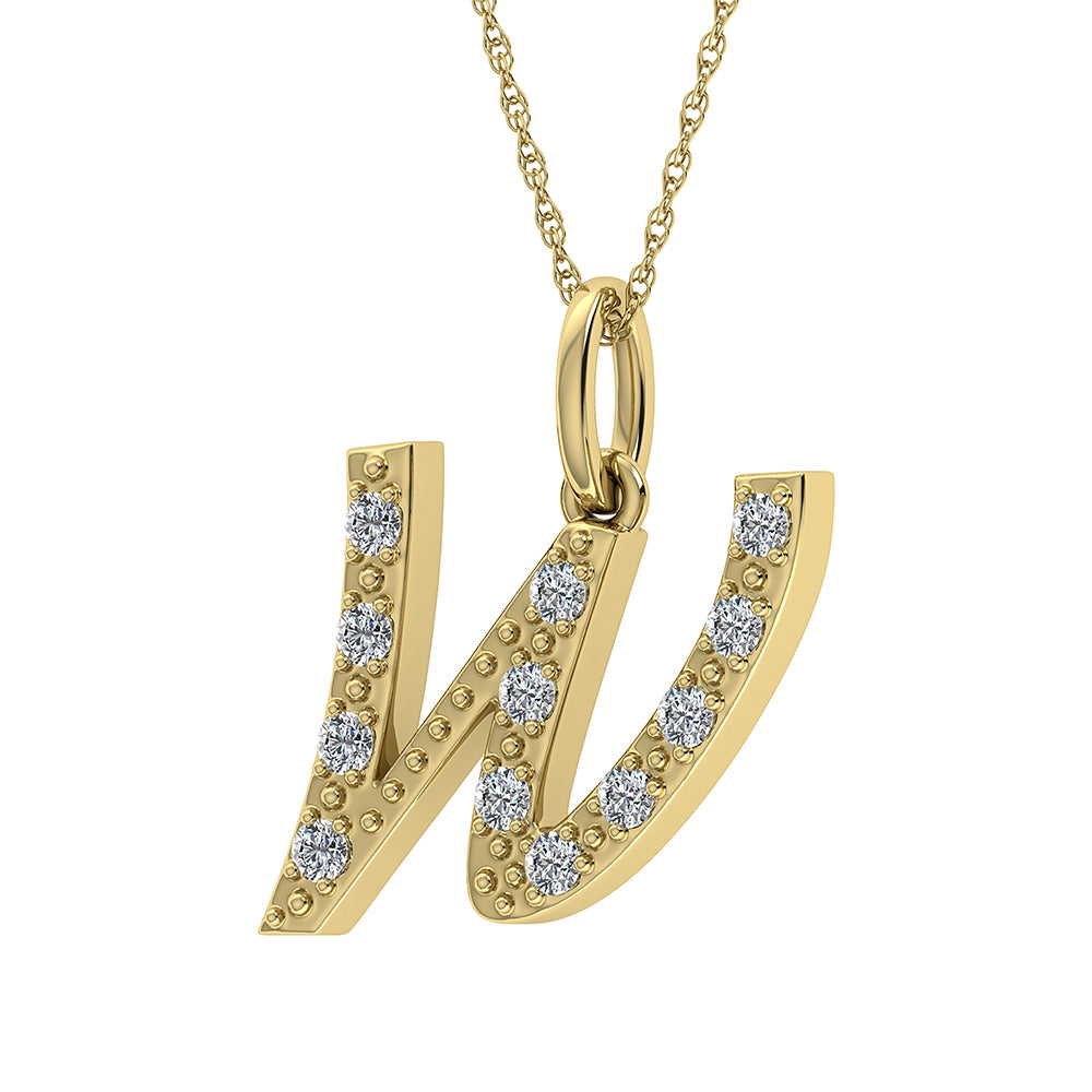 1/8 Ct. Tw. Diamond Letter W Pendant in 10K Yellow Gold