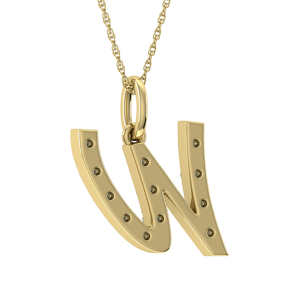 1/8 Ct. Tw. Diamond Letter W Pendant in 10K Yellow Gold