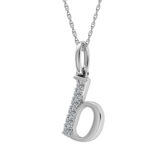 Diamante 1/20 Ct.Tw. Colgante con letra B en oro blanco de 10 quilates