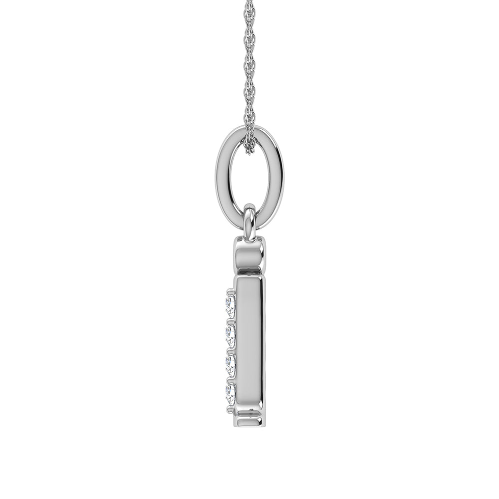 Diamante 1/20 Ct.Tw. Colgante con letra I en oro blanco de 10 quilates