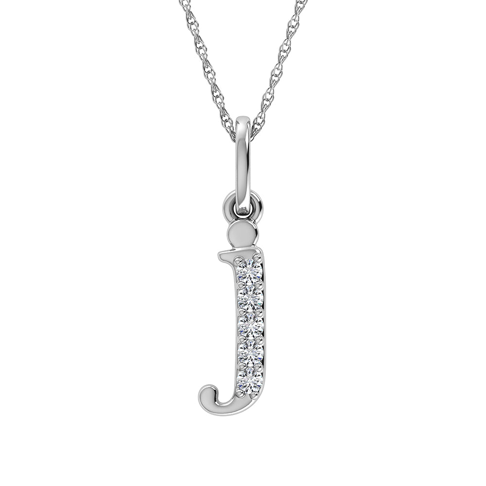 1/20 Ct. Tw. Diamond Letter J Pendant in 10K White Gold