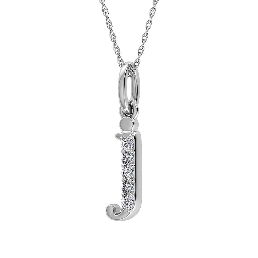 1/20 Ct. Tw. Diamond Letter J Pendant in 10K White Gold