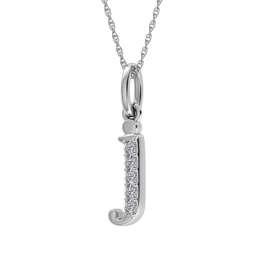 1/20 Ct. Tw. Diamond Letter J Pendant in 10K White Gold